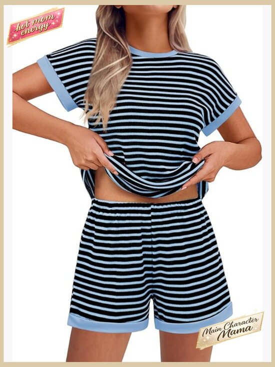 Other - Two Piece Lounge Set Short Sleeve Top Shorts Casual Comfy Y2K Style